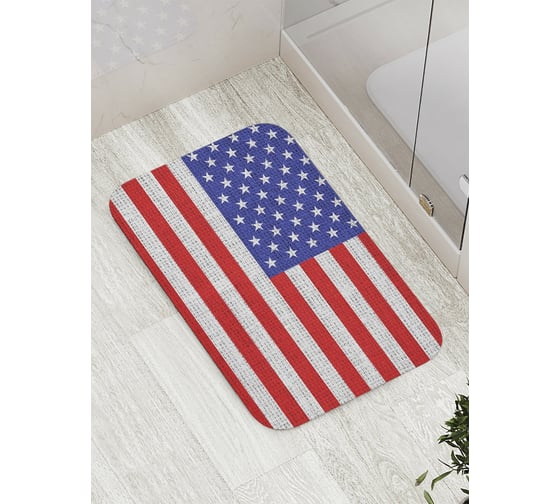 Изображение товара Коврик противоскользящий JoyArty "Вышитый американский флаг" для ванной, сауны, бассейна, bath_10162