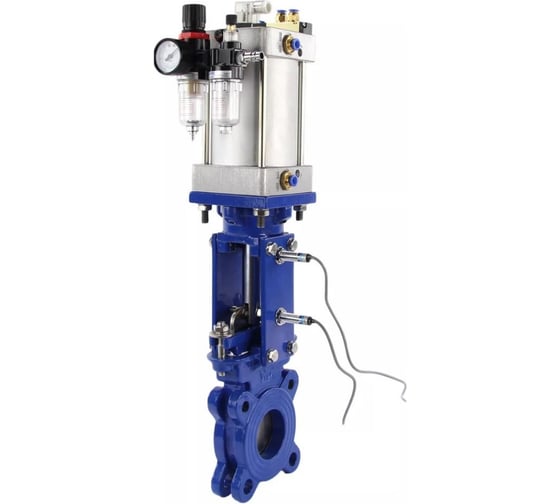 Изображение товара Задвижка DN.ru WCB-304-M-1W-Fb-2P Ду80 Ру10, пневмопривод, WENZ, пневмораспределитель, инд. датчики, БПВ D040-09923