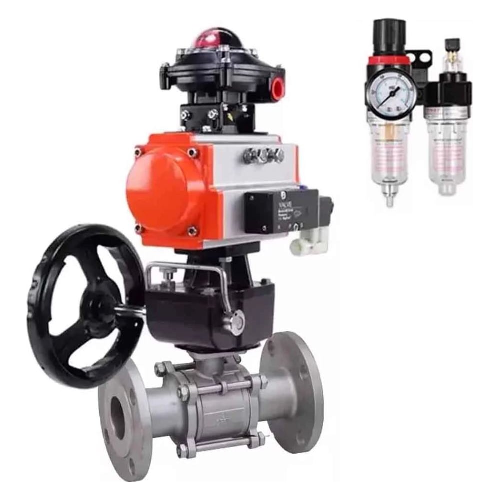 Изображение товара Кран DN.ru 316-316-FP-F-ISO-H Ду80 Ру40 с пневмоприводом