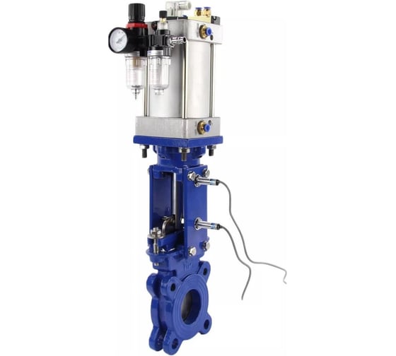Изображение товара Задвижка DN.ru WCB-304-M-1W-Fb-2P Ду300 Ру10, пневмопривод, пневмораспределитель, инд. датчики, БПВ D040-09924