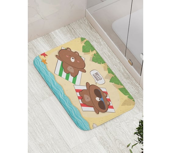 Изображение товара Коврик противоскользящий JoyArty "Пляжные медведи" для ванной, сауны, бассейна, bath_26912
