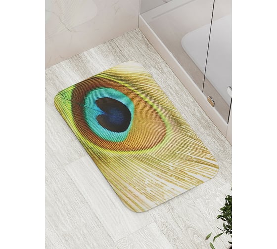 Изображение товара Коврик противоскользящий JoyArty "Уникальность перьев павлина" для ванной, сауны, бассейна, bath_17197