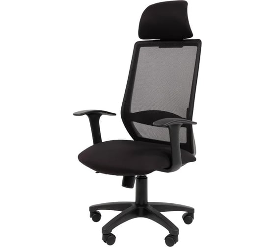 Изображение товара Кресло Easy Chair VT_EChair-672 TC ткань/сетка черный, с подголовником, пластик 2086002