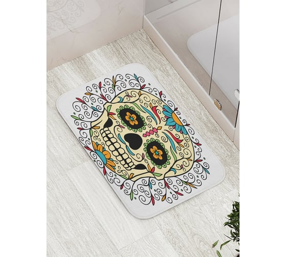 Изображение товара Коврик противоскользящий JoyArty "Мексиканский сахарный череп" для ванной, сауны, бассейна, bath_7289