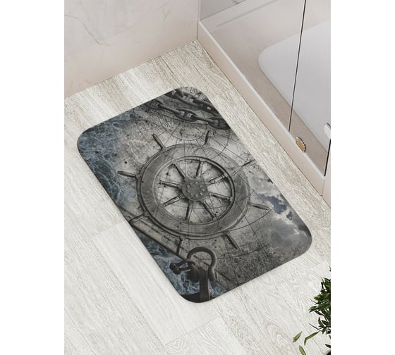 Изображение товара Коврик противоскользящий JoyArty "Ретро штурвал" для ванной, сауны, бассейна, bath_15697