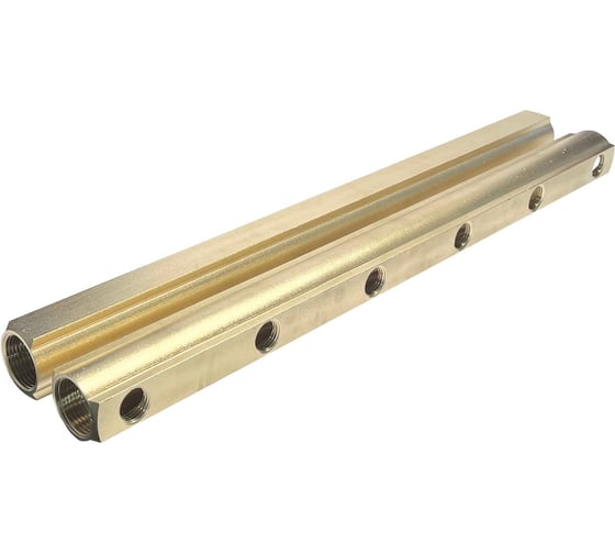 Изображение товара Коллектор латунный АПОГЕЙ КЛА 2506.100-1 DN25 ВР1 м/о 100мм ВР1/2 1-е исполнение на 6 выходов 422053