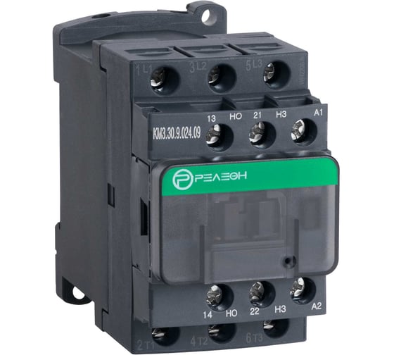 Изображение товара Контактор РЕЛЕОН 3НО 9А; 24В DC; НО+НЗ 10А, винтовой зажим KM330902409