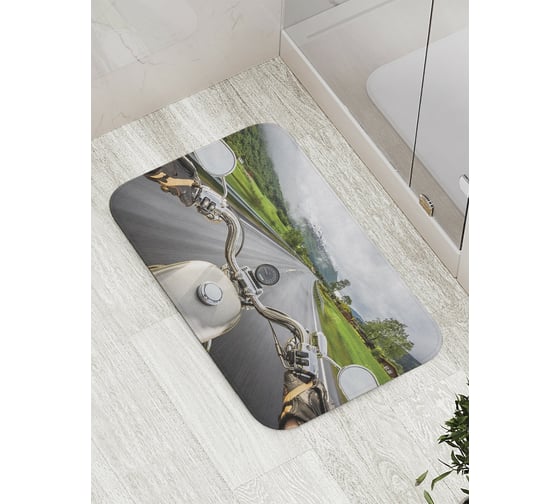 Изображение товара Коврик противоскользящий JoyArty "Мотоцикл на трассе" для ванной, сауны, бассейна, bath_36356