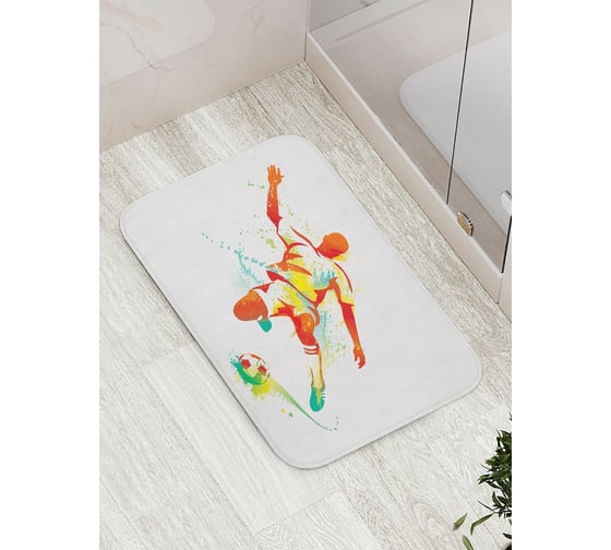 Изображение товара Коврик противоскользящий JoyArty "Сила футбола" для ванной, сауны, бассейна, bath_12421