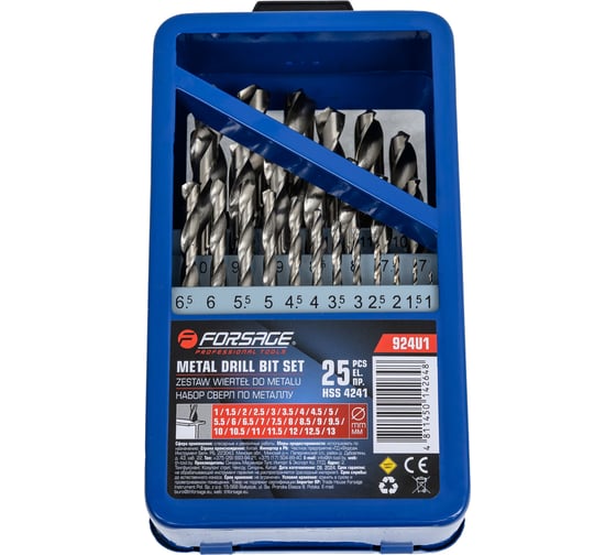 Изображение товара Набор сверл по металлу Forsage 25 предметов F-924U1(17781)