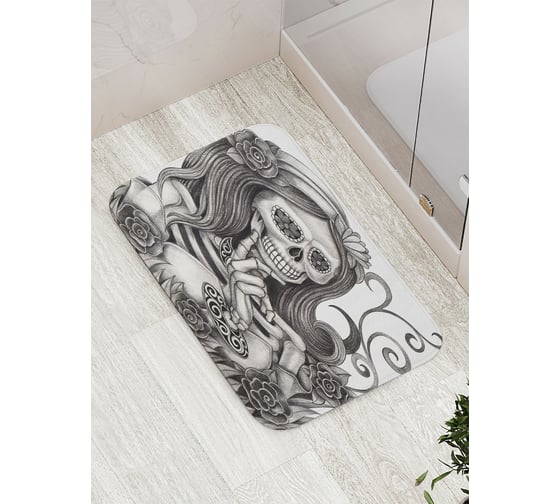 Изображение товара Коврик противоскользящий JoyArty "Санта Муэрте" для ванной, сауны, бассейна, bath_14508