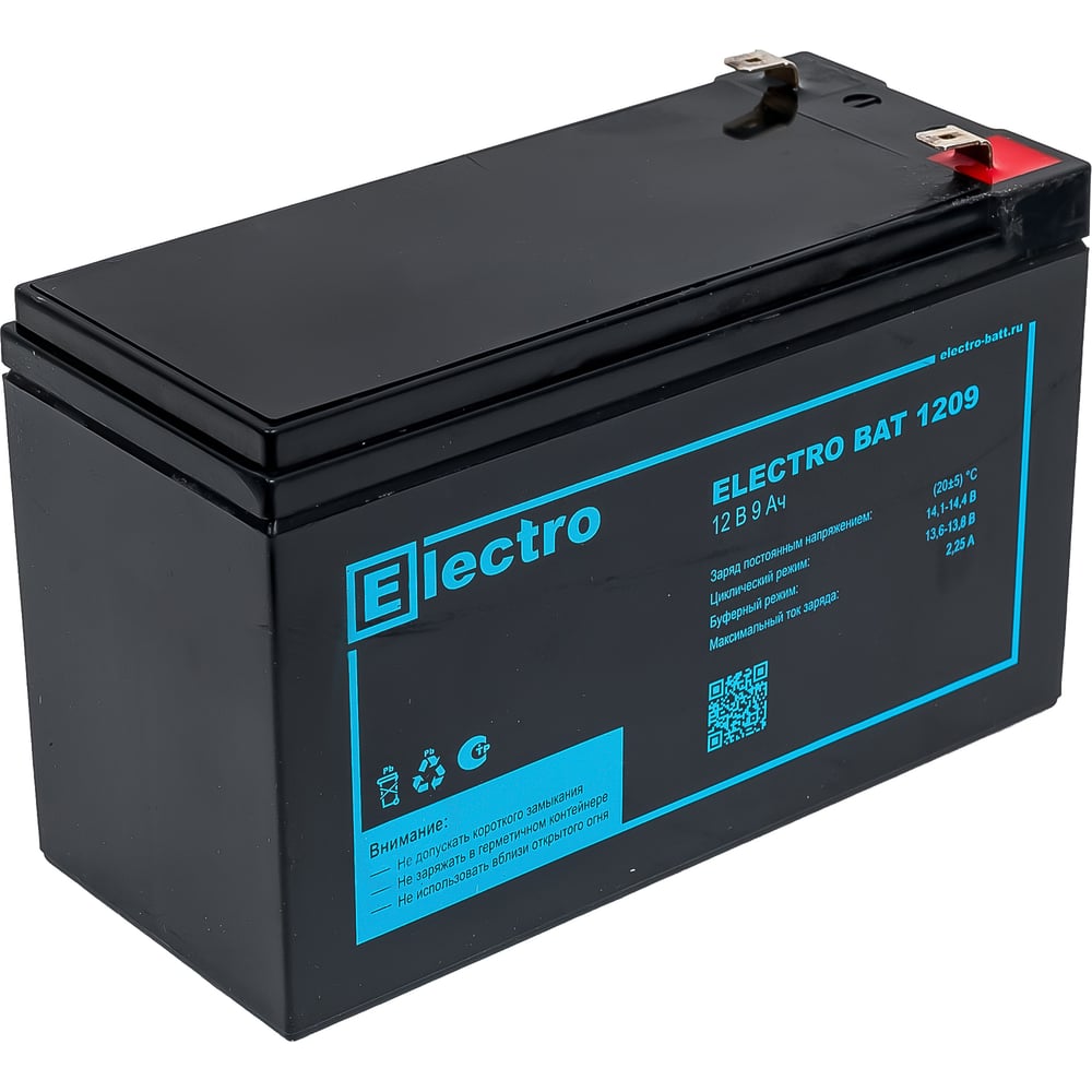 Изображение товара Аккумулятор Electro Bat 1209 12 В 9 А*ч AGM для автомобиля и техники