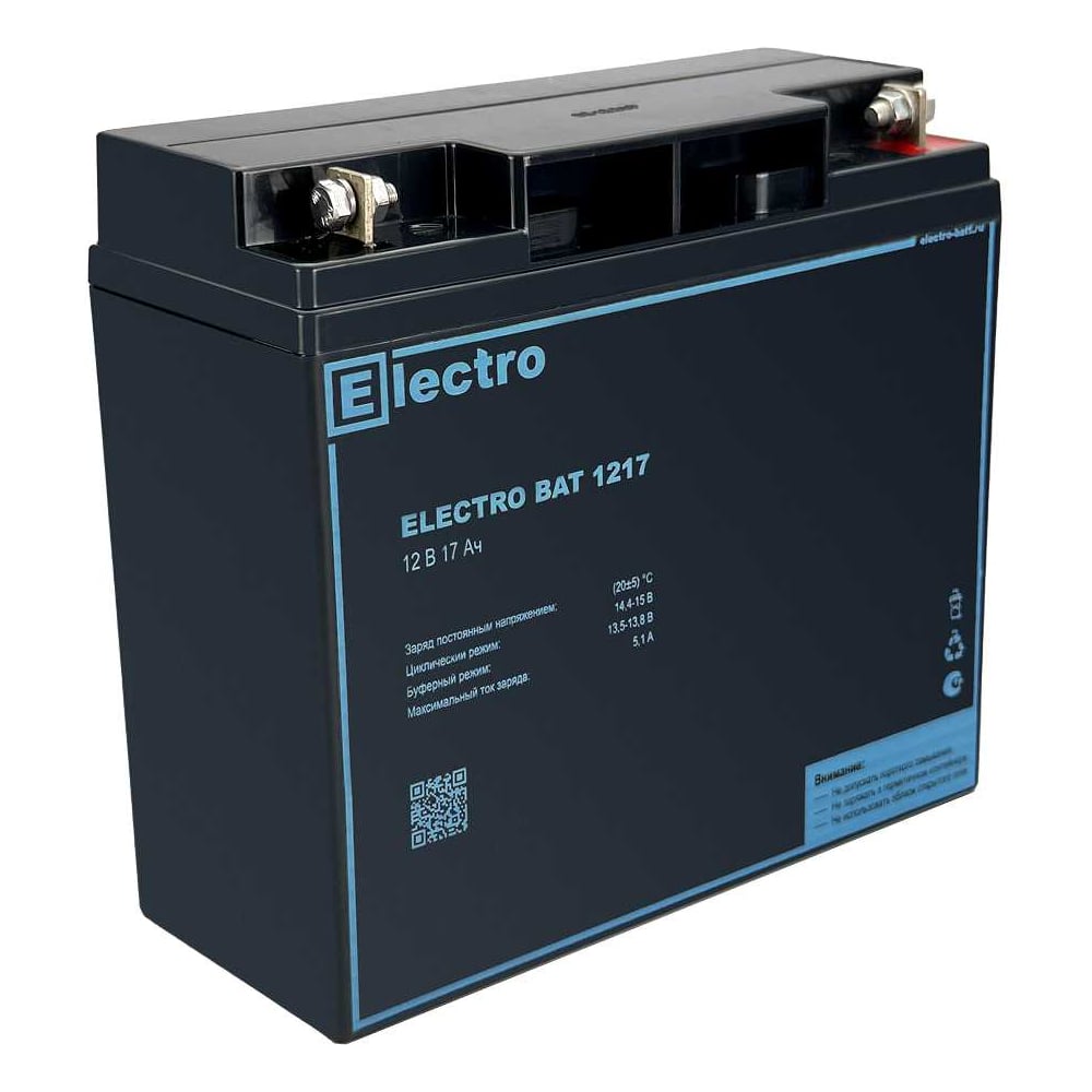 Изображение товара Аккумулятор Electro Bat 1217 12В 17Ач AGM для электромобилей