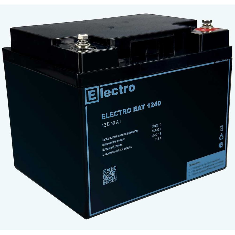 Изображение товара Аккумулятор Electro Bat 1240 40 А*ч AGM 12 В обратная полярность М6