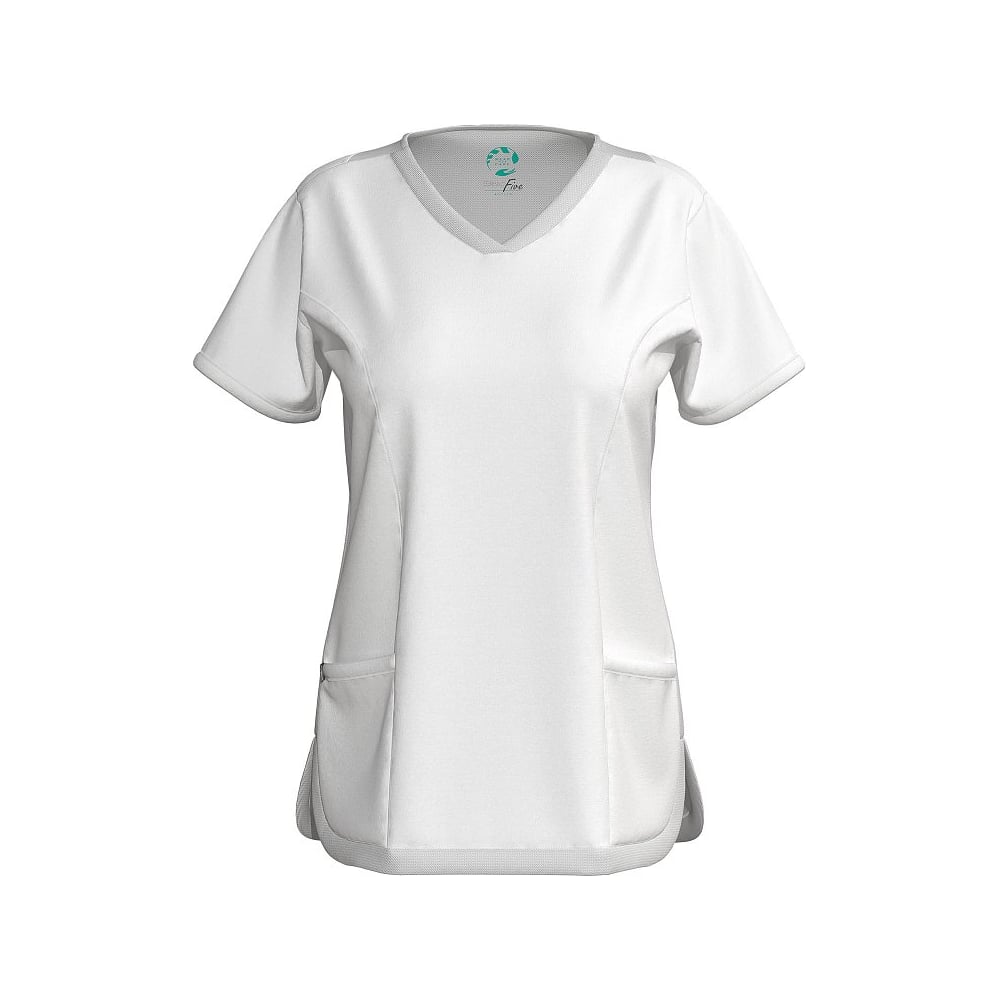 Изображение товара Женская белая блуза СОЮЗСПЕЦОДЕЖДА ERGOFIVE Active EAJW10, короткий рукав, карманы, размер 54 56