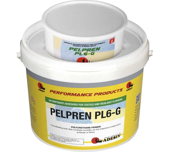 Изображение товара 2-компонентный клей для текстильных и полимерных напольных покрытий ADESIV PELPREN PL6-G. Клей+отвердитель. 10 кг AD3910PL6G