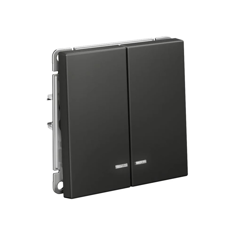 Изображение товара Выключатель с подсветкой Systeme Electric ARTGALLERY 2-клавишный схема 5 А 10 А, встраиваемый базал