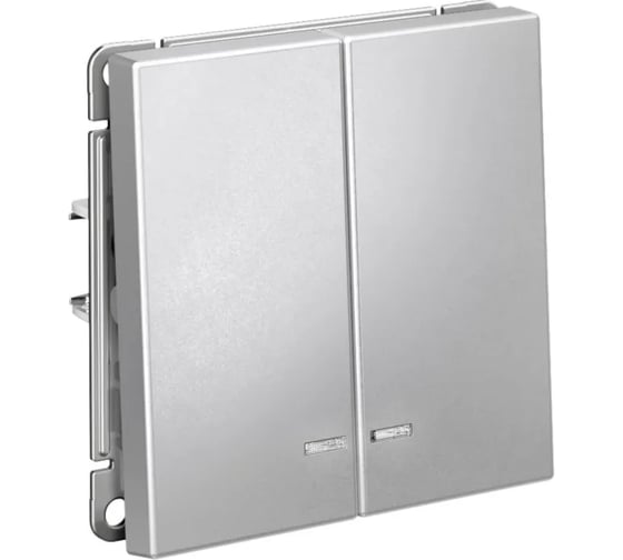 Изображение товара Выключатель с подсветкой Systeme Electric ARTGALLERY 2-клавишный, сх.5а, 10АХ, механизм, быстрозажим. клем., алюминий GAL000353S