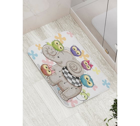Изображение товара Коврик противоскользящий JoyArty "Слоновые друзья" для ванной, сауны, бассейна, bath_13702