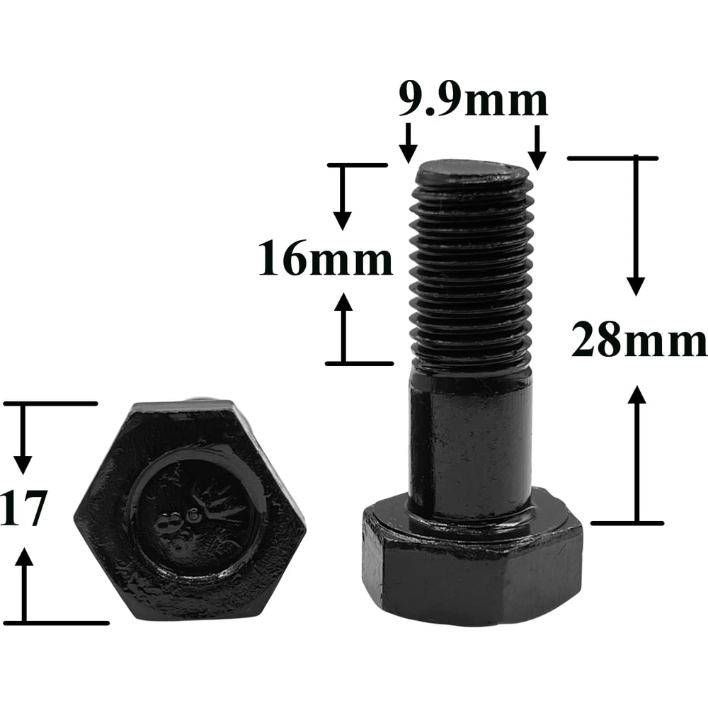 Изображение товара Болт Крепавто М10 28х1, 25 правой полуоси R0399 - сталь, черный, упаковка 10 шт