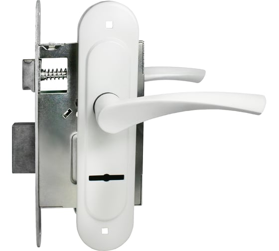 Изображение товара Замок врезной Птимаш ЗВ9-4.07 с пружиной белый с/руч 12022