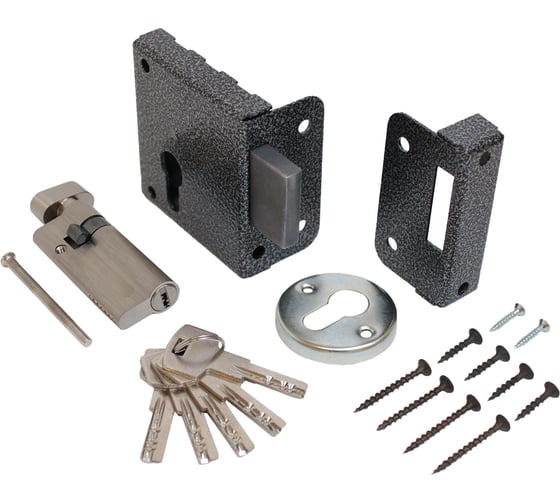 Изображение товара Замок накладной Птимаш ЗН1-1У (усиленный цилиндр) серебро 16217