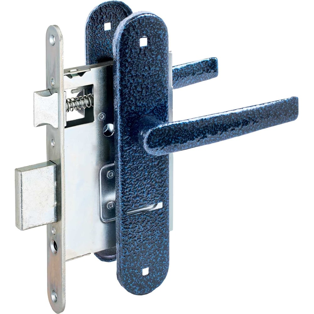 Изображение товара Замок врезной Птимаш ЗВ9-4.08 синий муар с ручкой для деревянных дверей