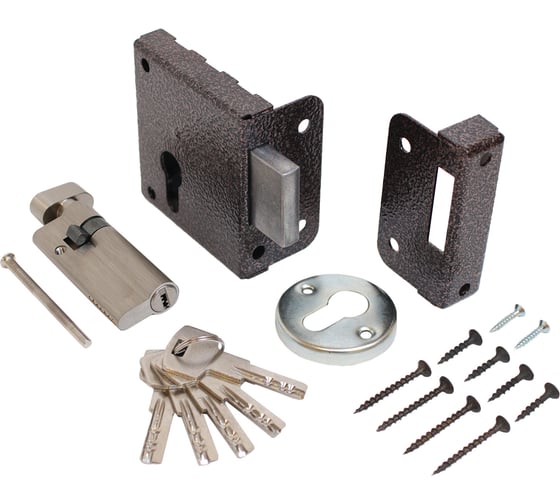 Изображение товара Замок накладной Птимаш ЗН1-1У (усиленный цилиндр) медь 16231