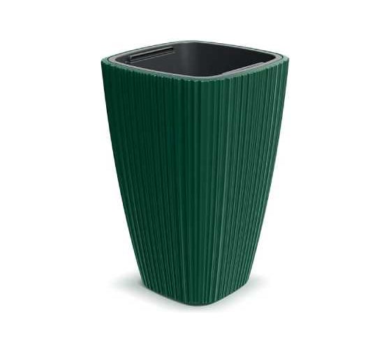 Изображение товара Кашпо Scheurich Oro пластик, квадрат d29х29 h45см 23/8л зеленый с вкладышем 072810