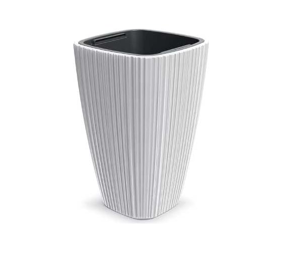 Изображение товара Кашпо Scheurich Oro пластик, квадрат d29х29 h45 см 23/8л белый с вкладышем 072777