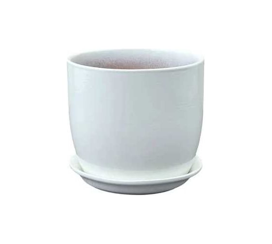 Изображение товара Горшок ФлораПласт Верона с поддоном, керамика, глянец белый, d11см h11см 072568