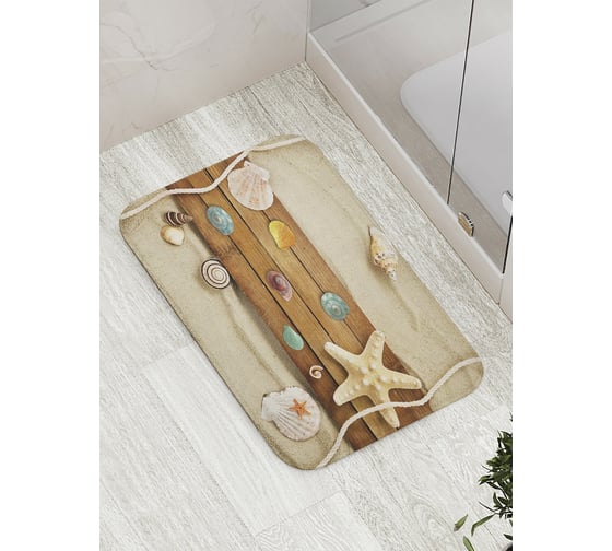 Изображение товара Коврик противоскользящий JoyArty "Деревяная дорожка на песке" для ванной, сауны, бассейна, bath_7090