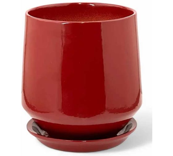 Изображение товара Горшок ФлораПласт Виктория с поддоном, керамика, глянец вишневый, d10см h11см 072573
