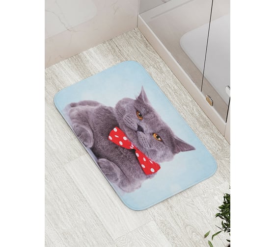 Изображение товара Коврик противоскользящий JoyArty "Серый Тема Шотландская Вислоухая" для ванной, сауны, бассейна, bath_2735