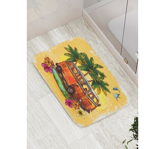 Изображение товара Коврик противоскользящий JoyArty "Солнечный фургон" для ванной, сауны, бассейна, bath_15661
