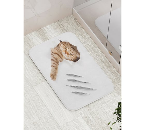 Изображение товара Коврик противоскользящий JoyArty "Кот с царапиной" для ванной, сауны, бассейна, bath_31202