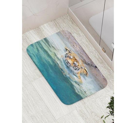 Изображение товара Коврик противоскользящий JoyArty "Прохлада для тигра" для ванной, сауны, бассейна, bath_12726
