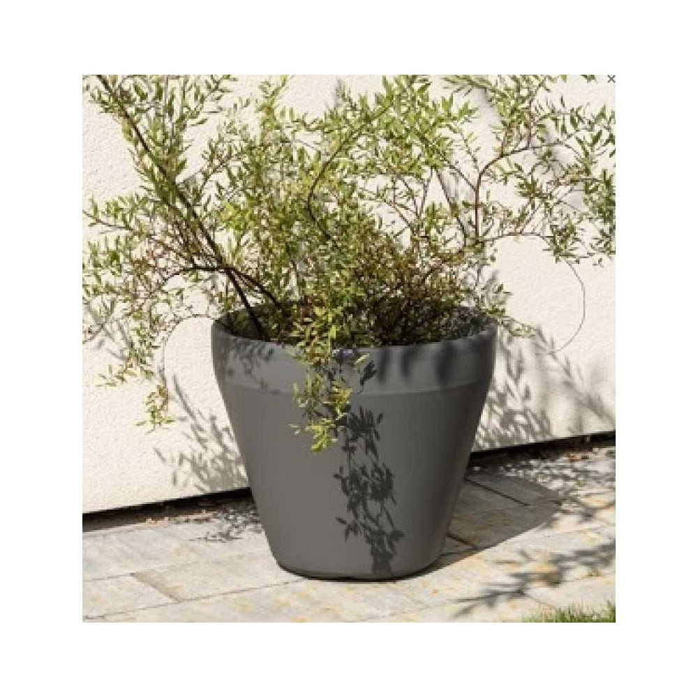 Изображение товара Кашпо ФлораПласт LIMA пластиковое круглая антрацит 30 л d39 см h349 см