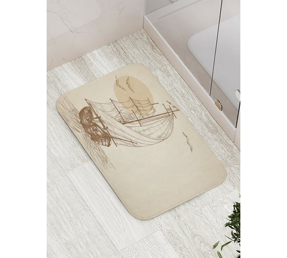 Изображение товара Коврик противоскользящий JoyArty "Начертания корабля в море" для ванной, сауны, бассейна, bath_2789