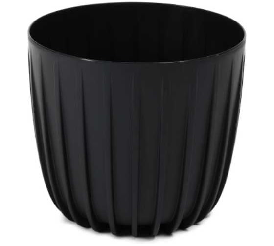 Изображение товара Кашпо ФлораПласт MIRA пластик, низкая, d163 мм, h143мм, 2 л, черный 072700