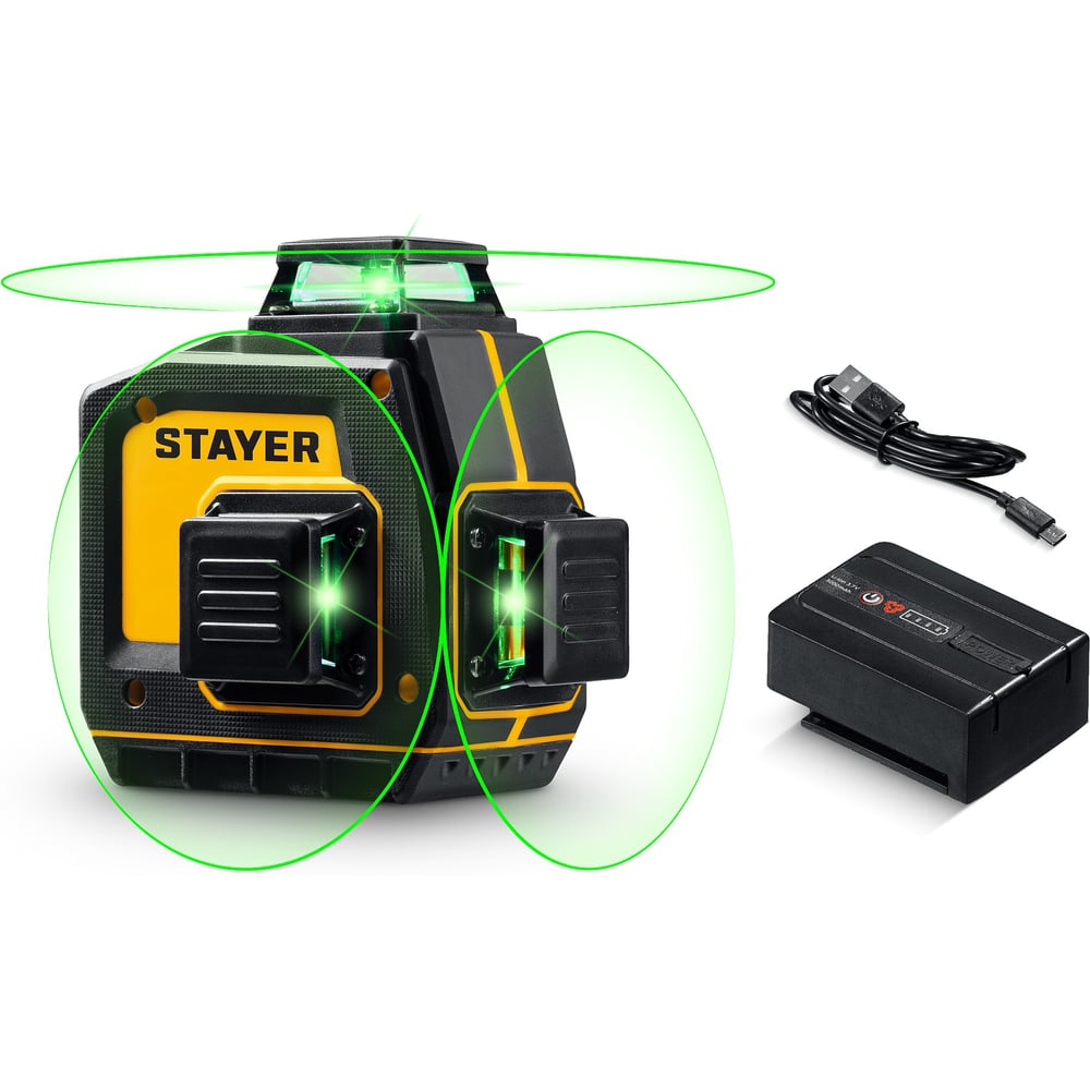 Изображение товара Зеленый лазерный нивелир STAYER SL-3D, 50м, точн. +/-0,5 мм/м 34963