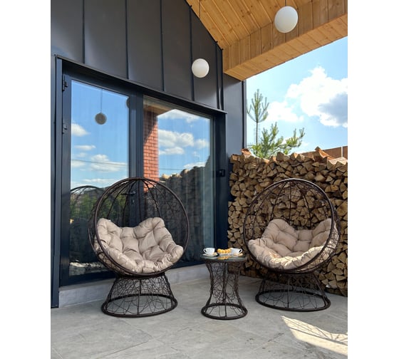 Изображение товара Набор садовый Лаура ОРЕОН коричневый 2 кресла, столик, 2 подушки (бежевый, полиэстер) ORN_kmtk_301