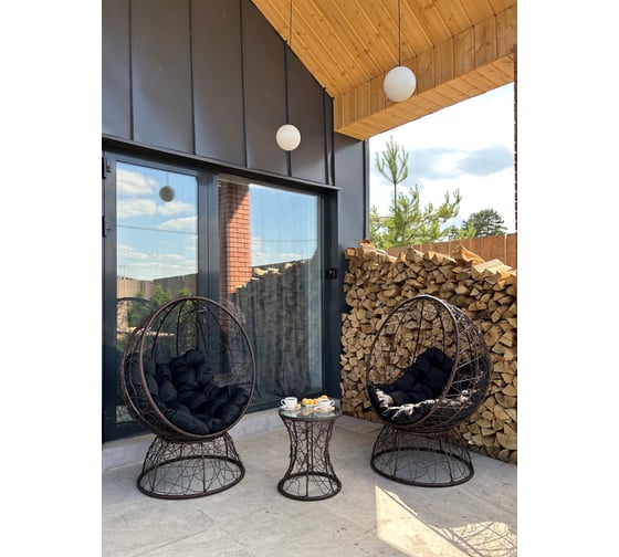 Изображение товара Набор садовый Лаура ОРЕОН коричневый 2 кресла, столик, 2 подушки (черный, полиэстер) ORN_kmtk_305