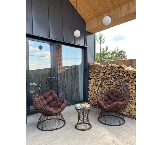 Изображение товара Набор садовый Лаура ОРЕОН коричневый 2 кресла, столик, 2 подушки (шоколад, полиэстер) ORN_kmtk_306