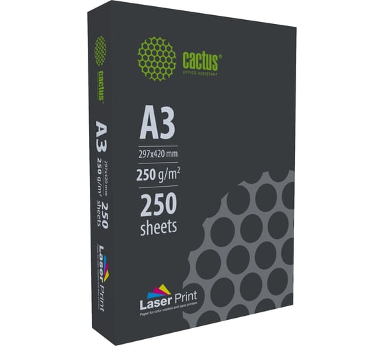 Изображение товара Бумага Cactus CS-LPA3250250 A3/250г/м2/250л./белый, CIE170% для лазерной печати 2079954