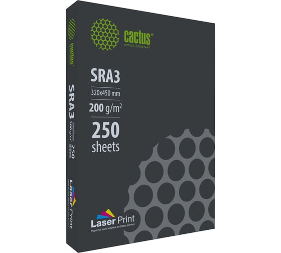 Изображение товара Бумага Cactus CS-LPSRA3200250 SRA3/200г/м2/250л./белый, CIE170% для лазерной печати 2079948