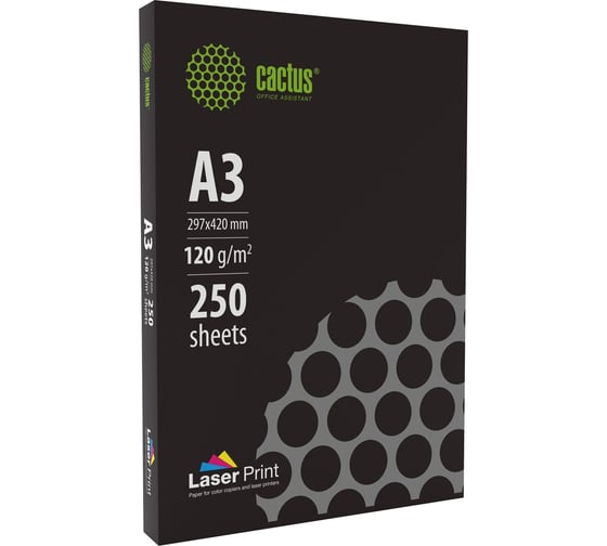 Изображение товара Бумага Cactus CS-LPA3120250 A3/120г/м2/250л./белый, CIE170% для лазерной печати 2079930