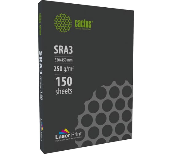 Изображение товара Бумага Cactus CS-LPSRA3250150 SRA3/250г/м2/150л./белый, CIE170% для лазерной печати 2079955