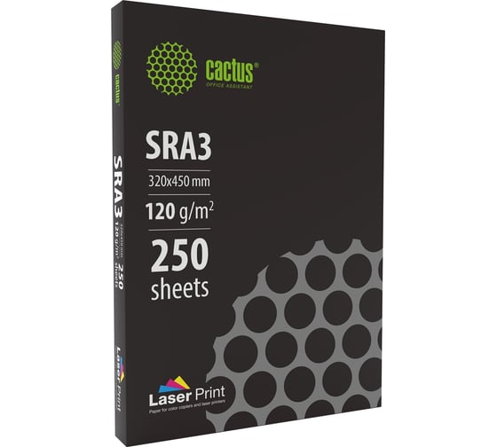 Изображение товара Бумага Cactus CS-LPSRA3120250 SRA3/120г/м2/250л./белый, CIE170% для лазерной печати 2079933