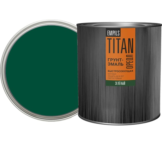 Изображение товара Грунт-эмаль быстросохнущая ОРЕОЛ TITAN матовая зеленая RAL 6005 2.2 л 83770